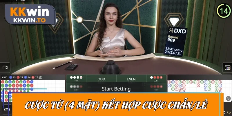 Cược 4 mặt kết hợp với cửa Chẵn/Lẻ giúp bạn tăng tỷ lệ thắng